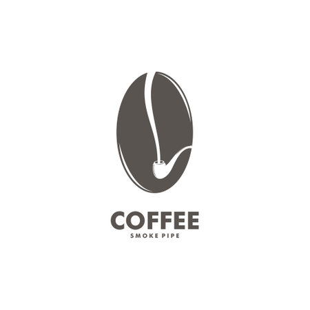 Coffee bean with smoking pipe vector emitting smoke. retro coffee for coffee shops and barsのイラスト素材