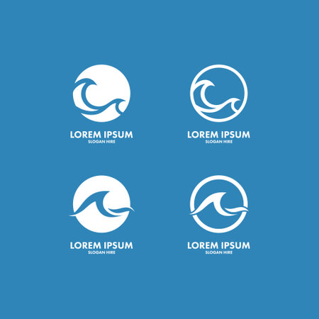 Ocean waves logo set, Water waves icon vector illustration, Beach waves vector illustration logo designのイラスト素材