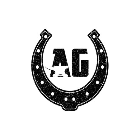 Creative Letter A G for Farrier Service with. A G, Anvil, horseshoe. Good for logos, farrier services promo materials or bannersのイラスト素材