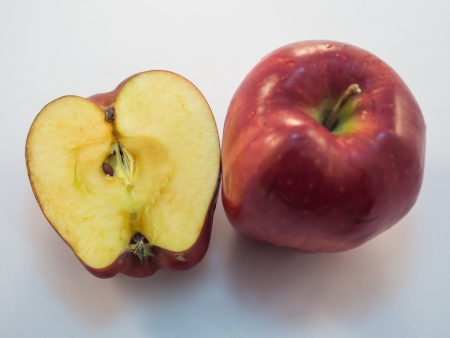 red apple on white backgroundの写真素材