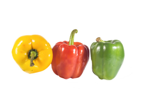 three bell peppers isolated on white の写真素材