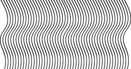 black wavy lines. Monochrome lines vector illustration. Abstract black and white lined objects.のイラスト素材