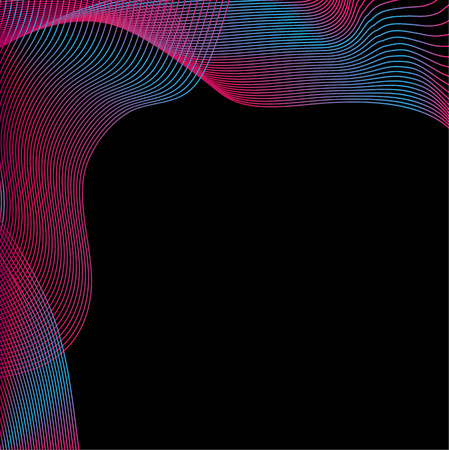 Abstract blend pink and blue colored waves on black background for cards, poster and any design art.のイラスト素材