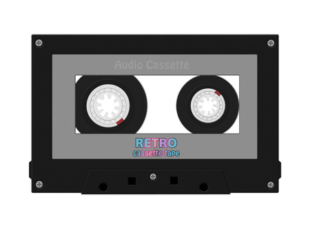 Black audio cassette tape on isolated background.の写真素材