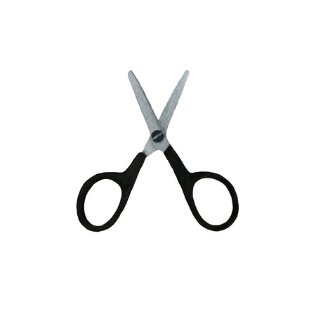 black scissors cut watercolor illustration isolated. Object on white background.の写真素材