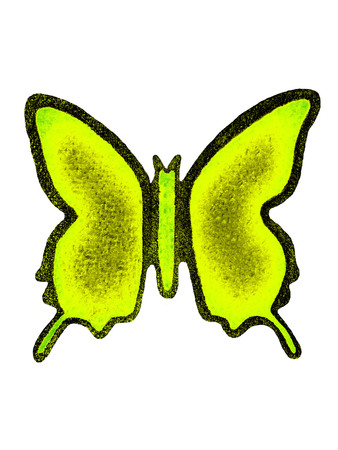 yellow green butterfly watercolor hand drawn isolated. Butterfly illustration object.の写真素材