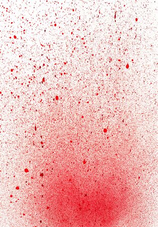 Red hand-painted aerosol spray art splashes illustration. Beautiful abstract acrylic painted texture for any design art. Rain of paints background for collages art.の写真素材