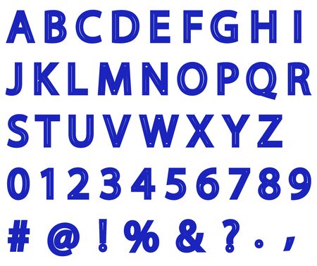 Blue white alphabet ABC typography with punctuation marks conceptual set snowy theme.のイラスト素材