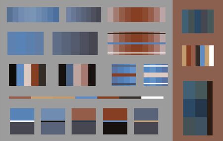 Trendy color swatches of 2020 vector illustration. Spring, summer color collection harmony solutions. Ideas for decoration interior, fabric, business and technology design art.のイラスト素材