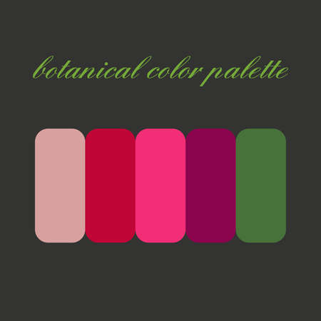 Botanical color palette made from fuchsia flower, vector illustration. Trendy color design palettes. Color swatches decoration interior ideas, fashion, fabrics, textile design art.Manufacturing,decor.のイラスト素材