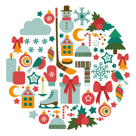 round card with winter iconsのイラスト素材