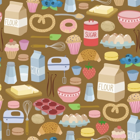 seamless pattern with cooking ingredientsのイラスト素材