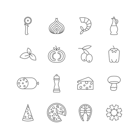 Set of minimalistic pizza iconsのイラスト素材