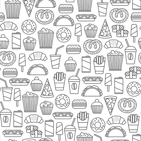 A Seamless pattern with fast food design elements illustration.のイラスト素材