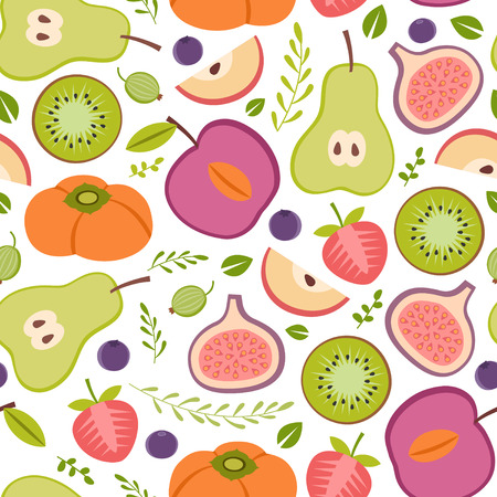 seamless pattern with healthy fruits on white backgroundのイラスト素材