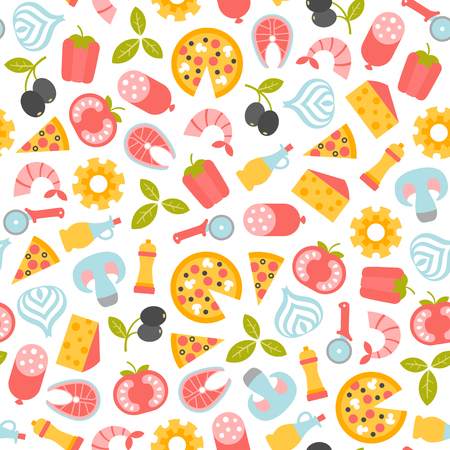 seamless pattern with pizza design elementsのイラスト素材