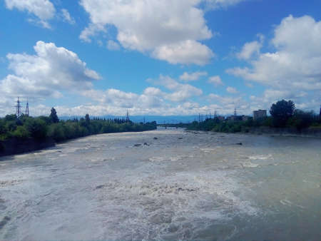 River Rioni in Kutaisi city. Georgia