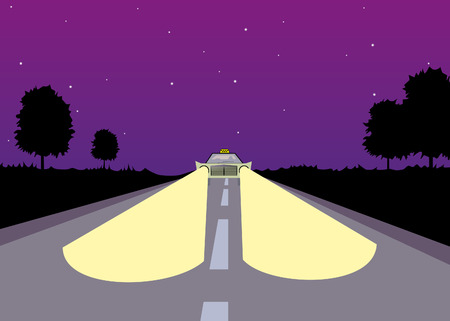 Cartoon night taxiのイラスト素材