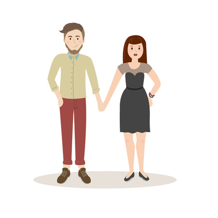 Couple vector illustration . Business couple on a white background . Traveller vector icon illustration . Wedding couple isolated vector. Evening couple silhouette - Vectorのイラスト素材