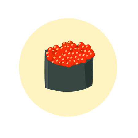 Sushi rolls flat food and japanese seafood sushi rolls. Sushi rolls traditional seaweed fresh raw food. Vector artのイラスト素材