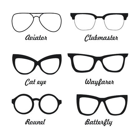 set types of sunglassesのイラスト素材