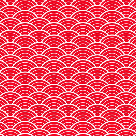 Vector japanesetraditional red ocean wave patternのイラスト素材