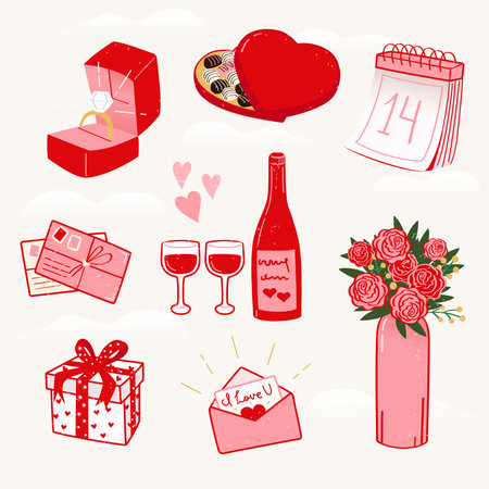 Valentines Day Celebration sticker setのイラスト素材