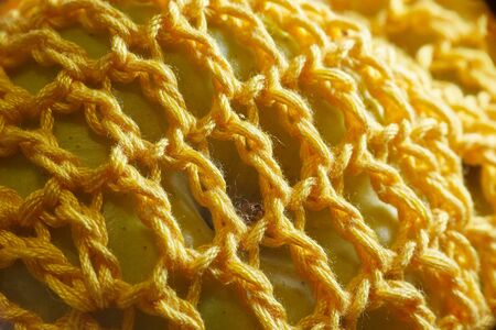 thong with apples. knit super large macroの写真素材