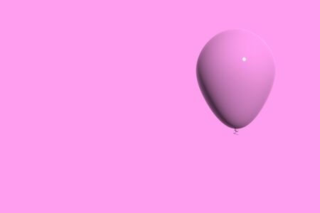 Pink balloon on a pink background with copy space. Banner, holiday greeting card. 3D render.の写真素材