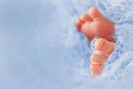 Greeting card or invitation for baby shower or newborn baby boy. Copy space.の写真素材