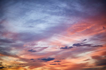 Evening sky in choppy little clouds. Beautiful horizontal background.の写真素材