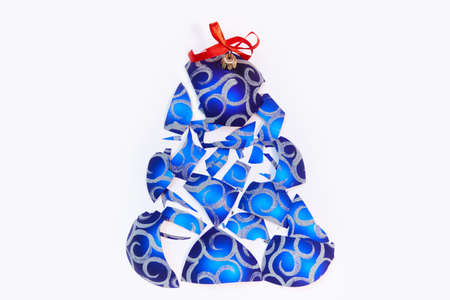 Top view of the mosaic of a broken Christmas tree toy Christmas ballの写真素材