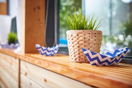 Window sill house decorations in a nautical style