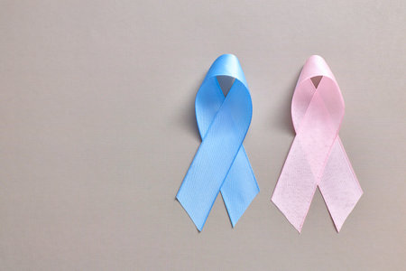 Pink And Blue Cancer Awareness Ribbon, Cancer Support Ribbonsの写真素材
