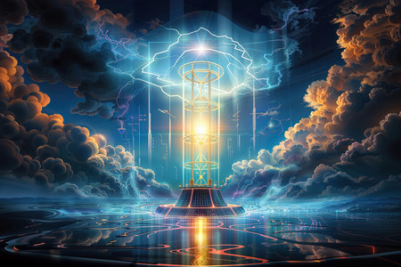 A colorful wallpaper with energy flows in a world of futuristic fantasy.の素材