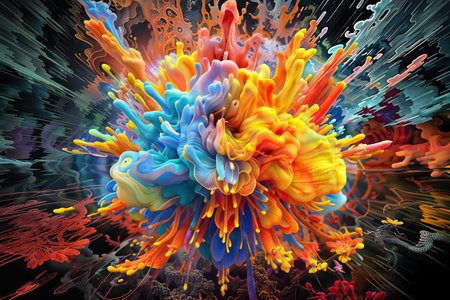 3d illustration of abstract geometric composition,digital fractal art works.の素材