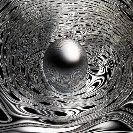 abstract background with a metal ball in the center of a circleの素材