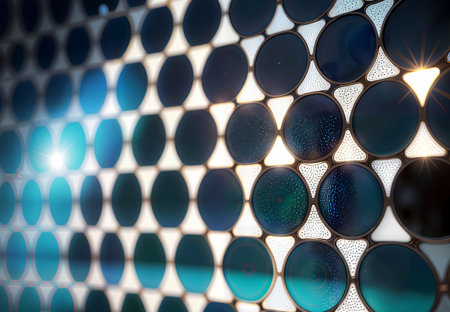 abstract background with reflection of light in the glass of a fountainの素材