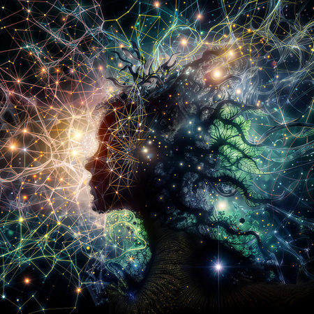Neurological background with man and tree. 3D renderingの素材