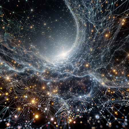 abstract technology background with glowing lines and particles. 3d renderingの素材