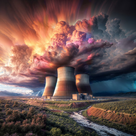 Nuclear power plant Temelin in Czech Republic Europe. 3D renderingの素材