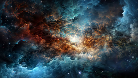 Abstract background with nebula, stars and galaxies in outer space.の素材