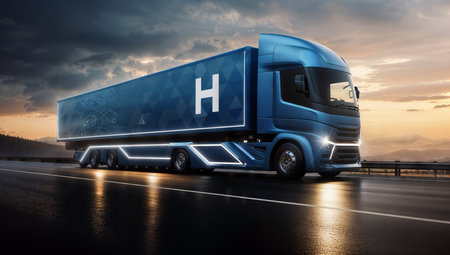 Hydrogen truck, 3d rendering.の素材