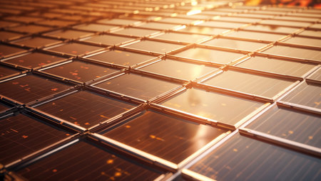 Solar panel close up. Photovoltaic modules for renewable electric production.の素材