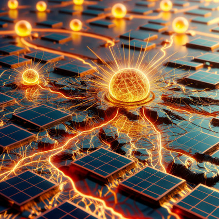 3d rendering of a global network of connections in a circuit boardの素材