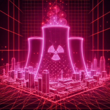 Nuclear power plant in the 80s style. 3d renderingの素材
