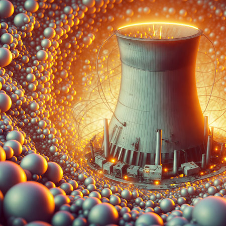 Nuclear power plant in futuristic style. 3d render illustration.の素材