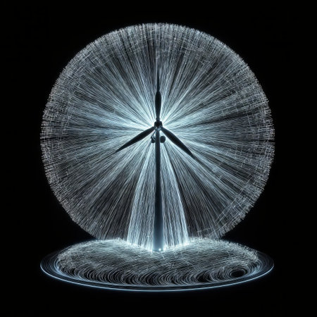 wind on turbine black background - 3D illustration of abstract fractalの素材