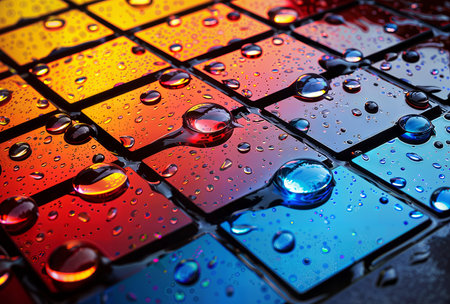 abstract background with water drops on a metal surface. close-upの素材