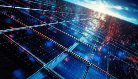 solar panel for renewable energy production. 3d rendering and illustration.の素材